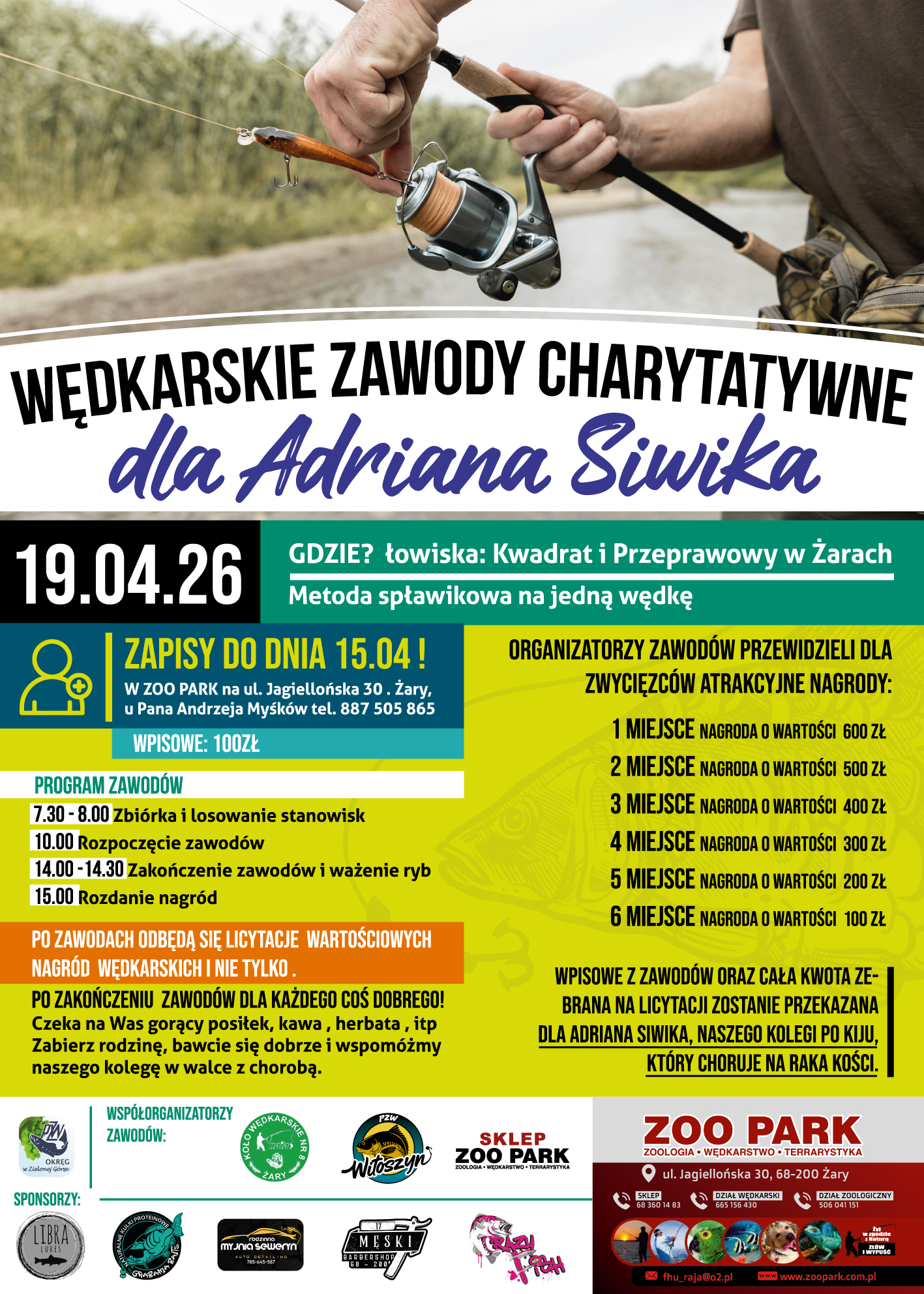 Wędkarskie zawody harytatywne dla Adriana Siwika