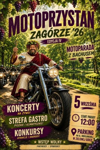 IV MotoPrzystań Zagórze 2026 – Parada Motocyklowa z Bachusem, Koncerty i Akcja Charytatywna