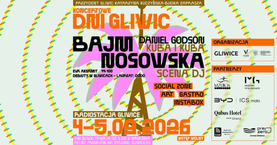 Dni Gliwic 2026. Koncerty Bajm i Nosowskiej pod Radiostacją, program i atrakcje