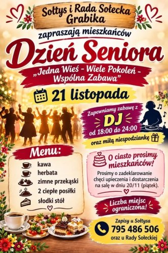 Dzień Seniora w Grabiku | „Jedna Wieś – Wiele Pokoleń – Wspólna Zabawa”